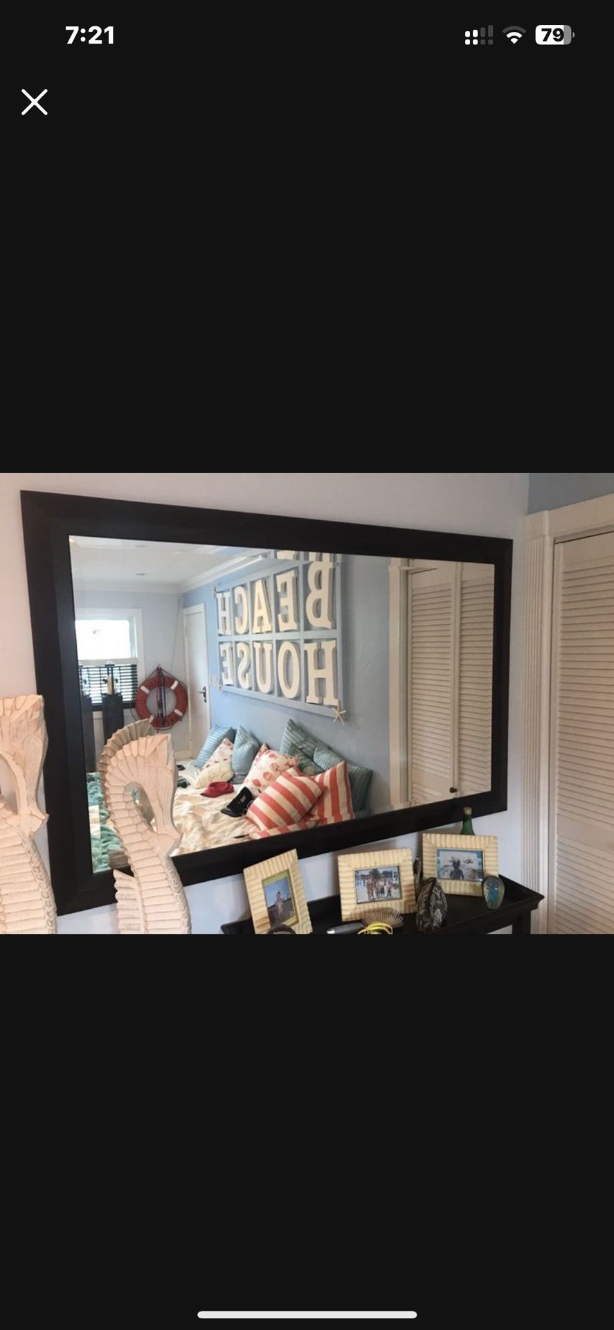 67" X 44" wood frame huge mirror