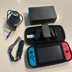 Nintendo Switch Blue/Red TESTED + WORKING w/ Accessories