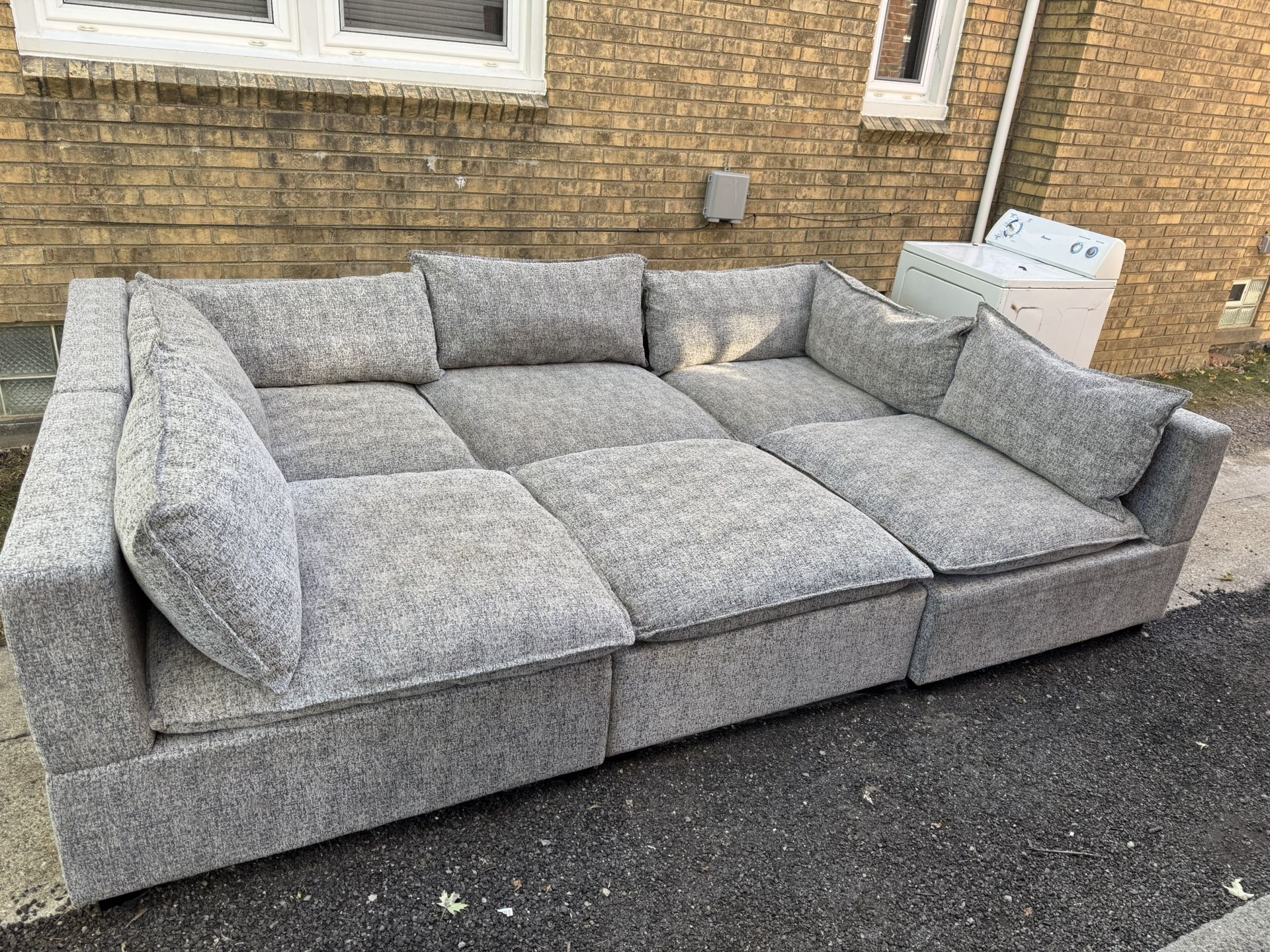 ✨ Modern Oversized Gray Cloud-Style Sectional Sofa – Modular, Deep, and Ultra Comfortable