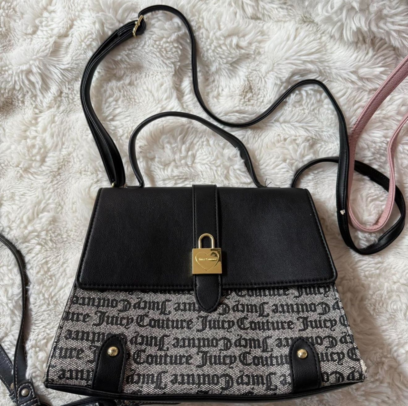 Juicy Couture Black And Grey Gold Lock Purse