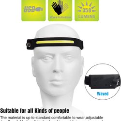 LED Headlamp Rechargeable , 230 ° All Perspectives Induction Headlamp , 8 Modes Headlight , Lightweight Waterproof Headlamp Flashlight for Running , H