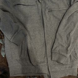 ECKO UNLTD L Sherpa Lined GREY FULL ZIP  Sweatshirt  Jacket Preowned Good