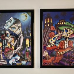 Two "Dia De Los Muertos" framed Art Prints
