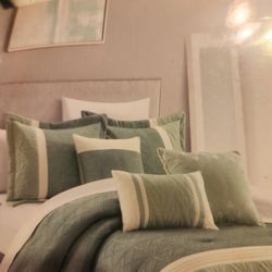 Green Pillows And Shams