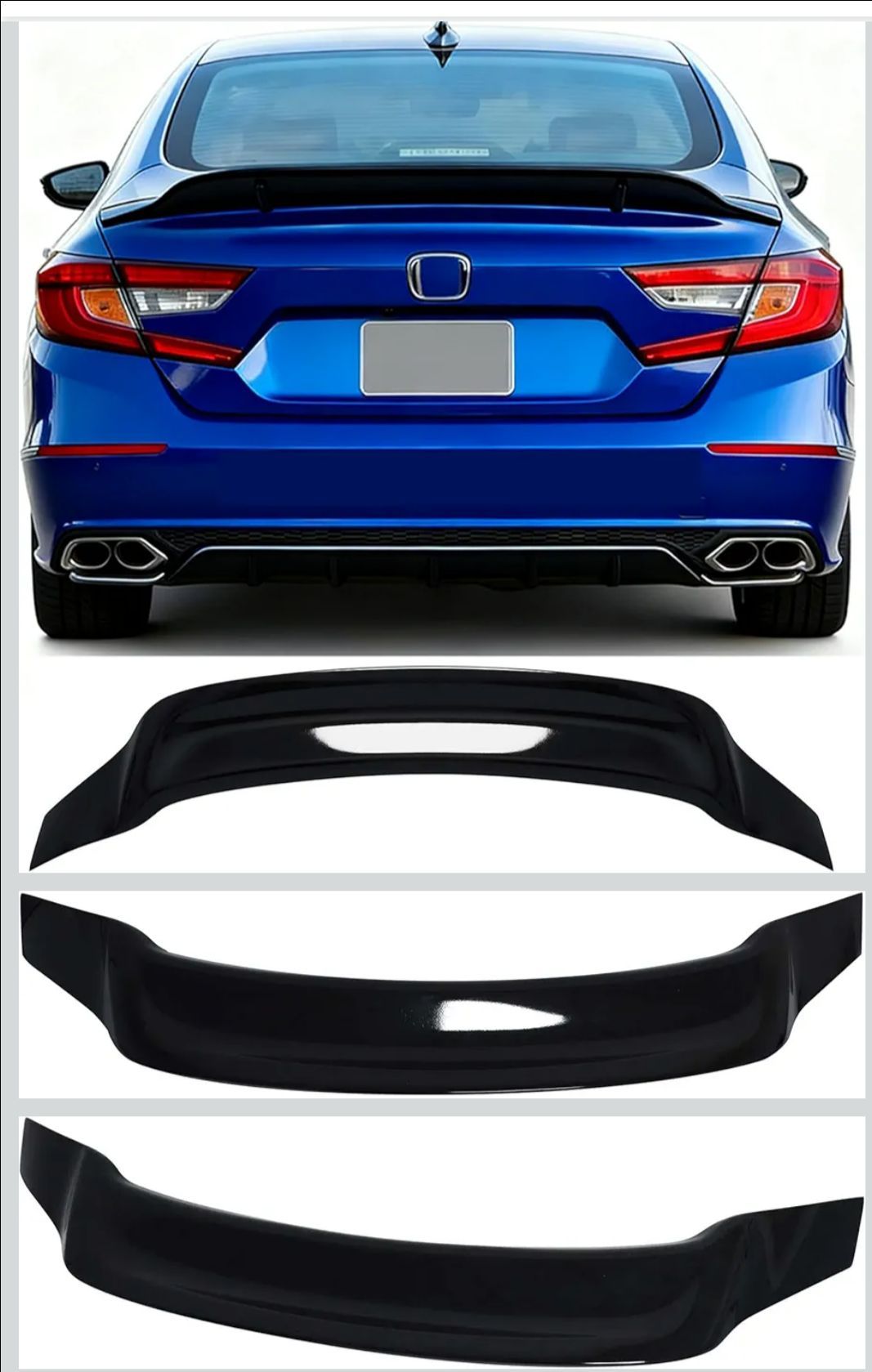 Honda Accord Sport All 4 Door Sedan Model 10th Gen 2018 2019 2020 2021 2022 Trunk Lid Spoiler (Glossy Black)