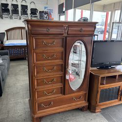 LEXINGTON FURNITURE Solid Wood Armoire w/ Mirror Chest Of Drawers Dresser Wardrobe Closet