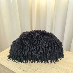 Black Shaggy Faux Fur Hat