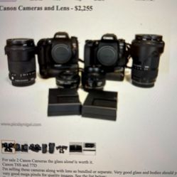 Two Canon Cameras And Various Lens