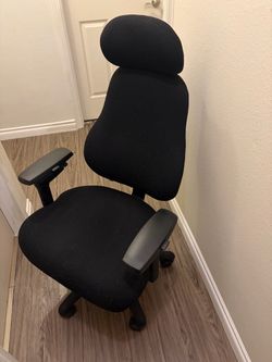 Black High-Back Office Chair with Headrest