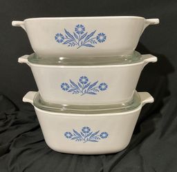 Vintage CorningWare Blue Cornflower Casserole Dishes with Lids