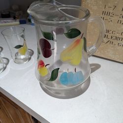Vintage Picture And Glass Set