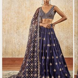 Navy And Gold Lehenga