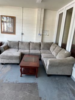 Beige tan sectional couch (in store)