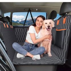 Chumajor Back Seat Extender for Dogs-Supports 400lb,Waterproof Dog Car Seat Cover Hard Bottom-Detachable,600D Heavy Duty Scratch Proof Nonslip Soft,Do