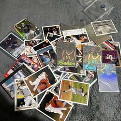 Small pile of baseball, football & basketball Cards
