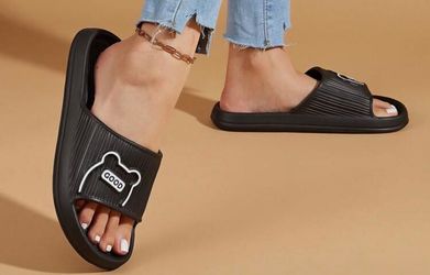 Fashionable Slides For Women, Two Tone Letter Graphic EVA Slippers