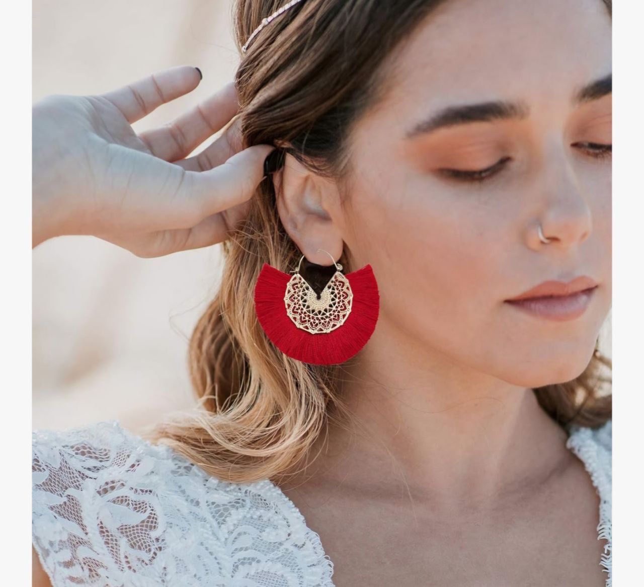 Tassel Hoop Earring Statement Thread Dangle Earrings Stylish Long Fringe Drop Earrings Lightweight Long Swingy French Hook Earrings for Women