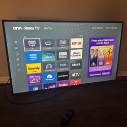 43” onn. Roku Tv W/ Mount Included