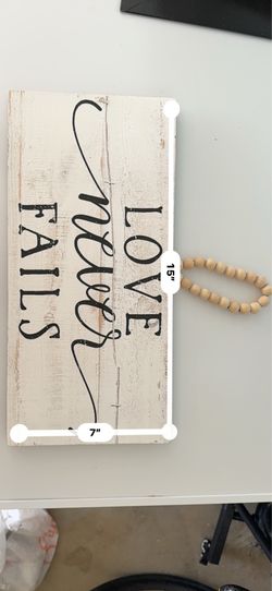 Rustic Wooden "Love Never Fails" Wall Sign - Farmhouse Decor (15" x 7")