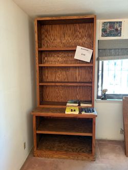 Solid Wood Bookshelf with Multiple Shelves