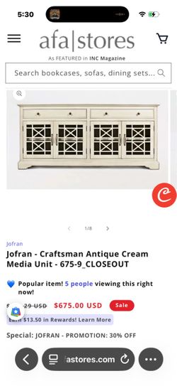 Jofran - Craftsman Antique Cream Media Unit