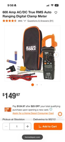 Klein Tools 600A AC/DC True RMS Digital Clamp Meter