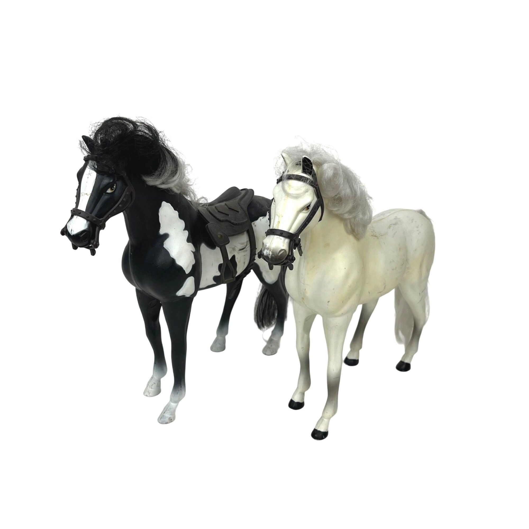 Kid Kore Plastic Black & White Pinto Horse & White Horse