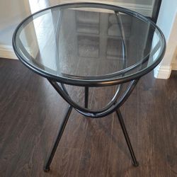 Round Glass Top Metal Dining Table