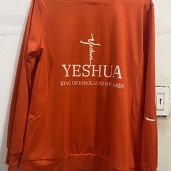 New Large Orange YESHUA Sweatshirt 