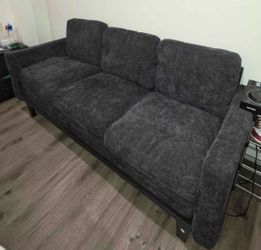 Dark Gray Fabric 3-Seat Sofa