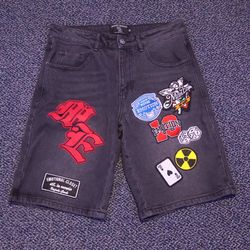 Mixed Emotions Black Jorts / Patches