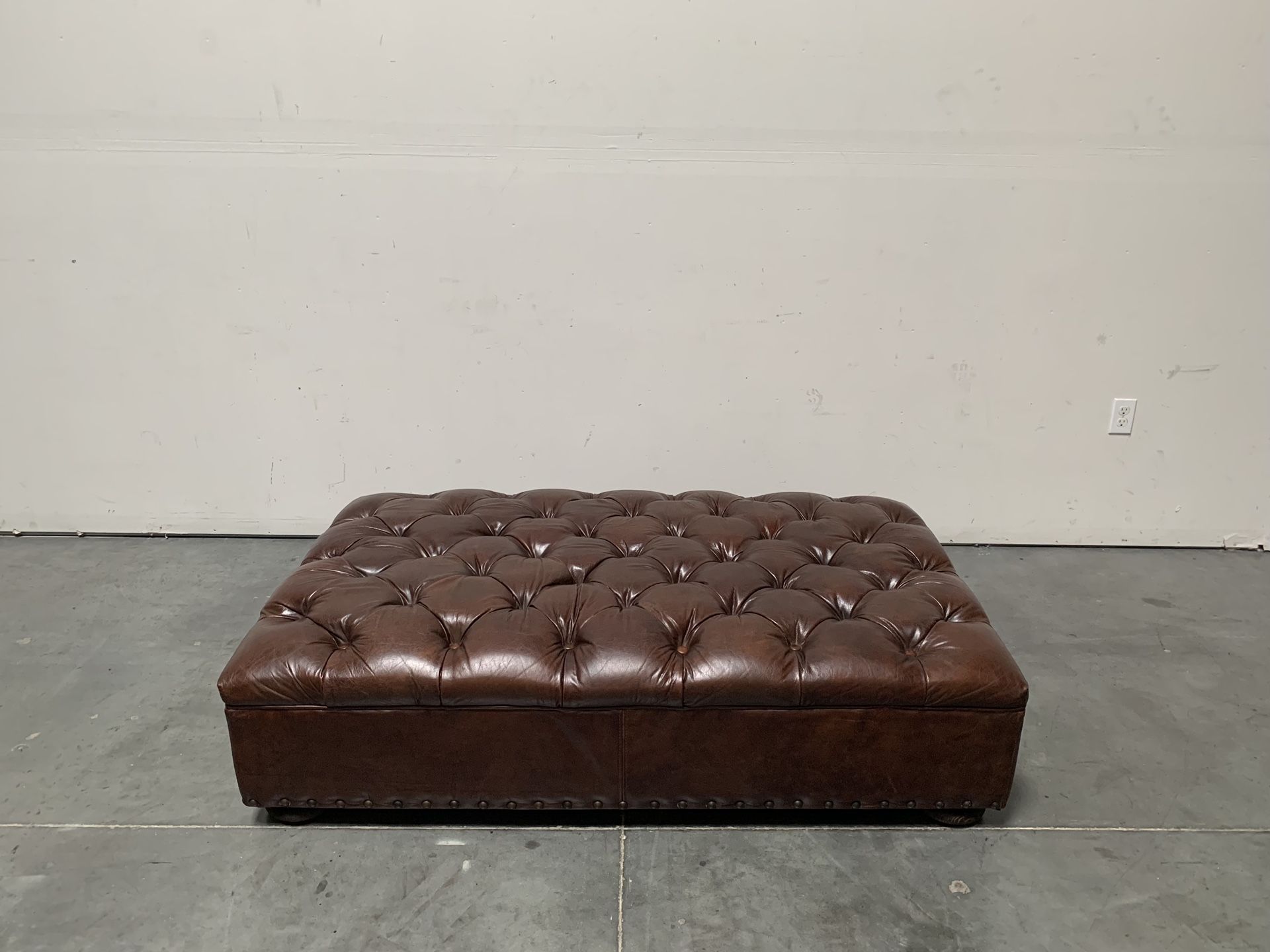 Restoration Hardware, Churchill Leather Coffee Ottoman 