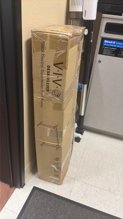 Black Electric Dual Monitor Desk