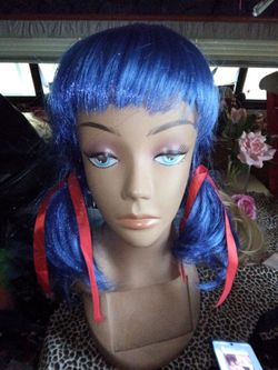 Blue ponytail wig