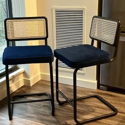 Modern Cane Back Counter Stools (Set of 2) – Like New