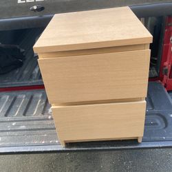 Nightstand, Ikea, 2 Drawers, Blonde Oak In Color, Delivery