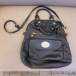 Emma Fox Soft Leather Handbag Satchel Purse Crossbody Black Large Bag