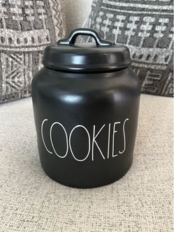 Rae Dunn Black Ceramic Cookie Jar with Lid