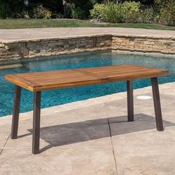 Newly Assembled Acacia Wood Outdoor Dining Table Perfect for Patio