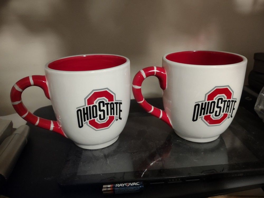 Set Of Two Ohio State Scarlet And Gray Brutus Buckeye Coffee Mugs