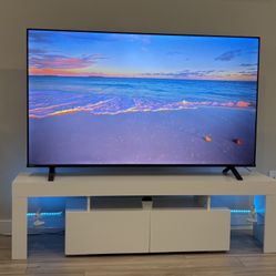 Modern White TV Stand With Led Lights 