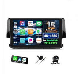 Car Stereo Radio Honda Civic 2016 2017 2018 2019 2020 2021, Wireless CarPlay Android Auto, 9” Touch Screen Head Units, Backup Camera