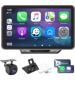 Carplay Screen for Car with Apple CarPlay/Android Auto, 7" Wireless Car Stereo, Portable Touchscreen Car Radio with Bluetooth, Backup Camera, GPS Navi