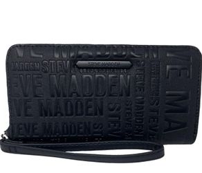 LARGE ZIP AROUND Wristlet Wallet (BLACK LOGO STRIPE)