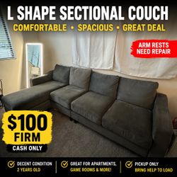 🔥💸     Affordable L Shape Sofa • Pickup Today • $100 💸🔥