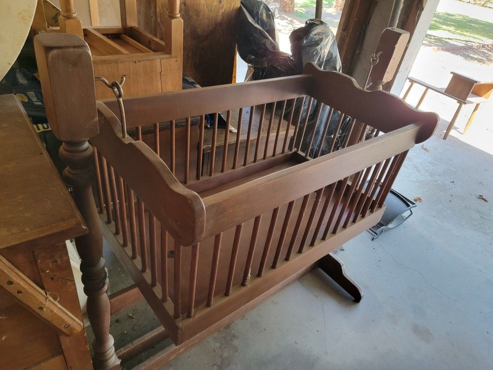 Antique/ Vintage Wood Baby Cradle