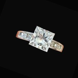 2.30 carat lab real princess cut diamond natural diamond ring