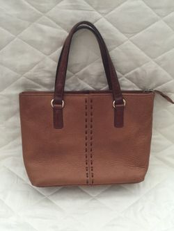 Fossil brown leather tote handbag purse
