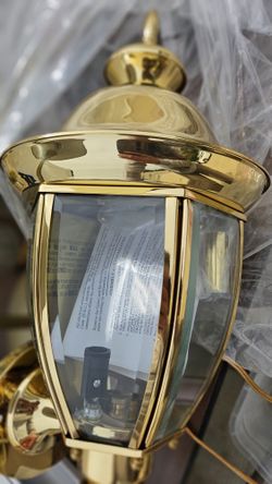Outdoor Wall Mount Polished Brass Lantern 24"