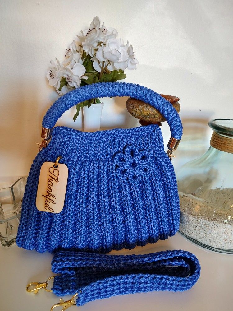 Women's Medium Size Handmade Purse. Crochet. Handle And Shoulder Strap Included.